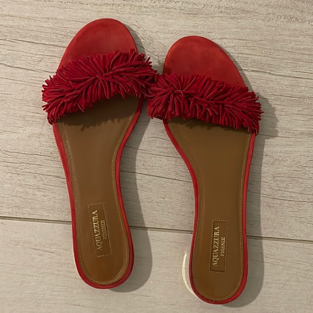 Aquazzura Flat Fringe sandals